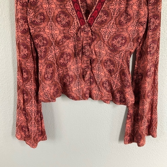Free people Time of Your Life Top coral combo color size Small T81 - Picture 5 of 12